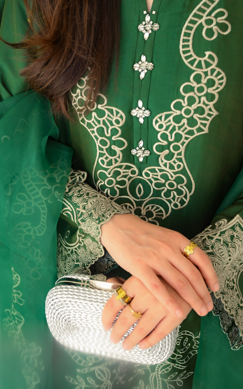 Asifa and Nabeel | Silk Edit 26 | Emerald Hues - Designer Dress - Type : Ladies Clothes - Available at Libayah - 100% Original