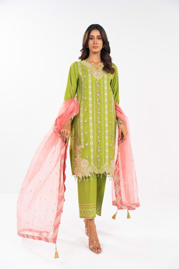 AlKaram | Festive Summer 25 | FC-12E-25-Lime Green by Alkaram - Designer Dress - Type: Ladies Clothes - Available at Libayah - 100% Original