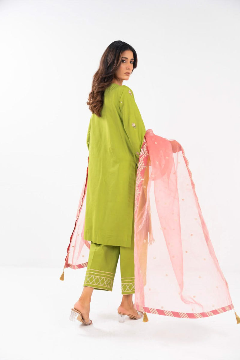 AlKaram | Festive Summer 25 | FC-12E-25-Lime Green by Alkaram - Designer Dress - Type: Ladies Clothes - Available at Libayah - 100% Original