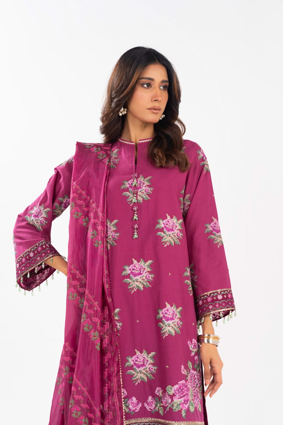 AlKaram | Festive Summer 25 | FC-17G-25-Magenta by Alkaram - Designer Dress - Type: Ladies Clothes - Available at Libayah - 100% Original