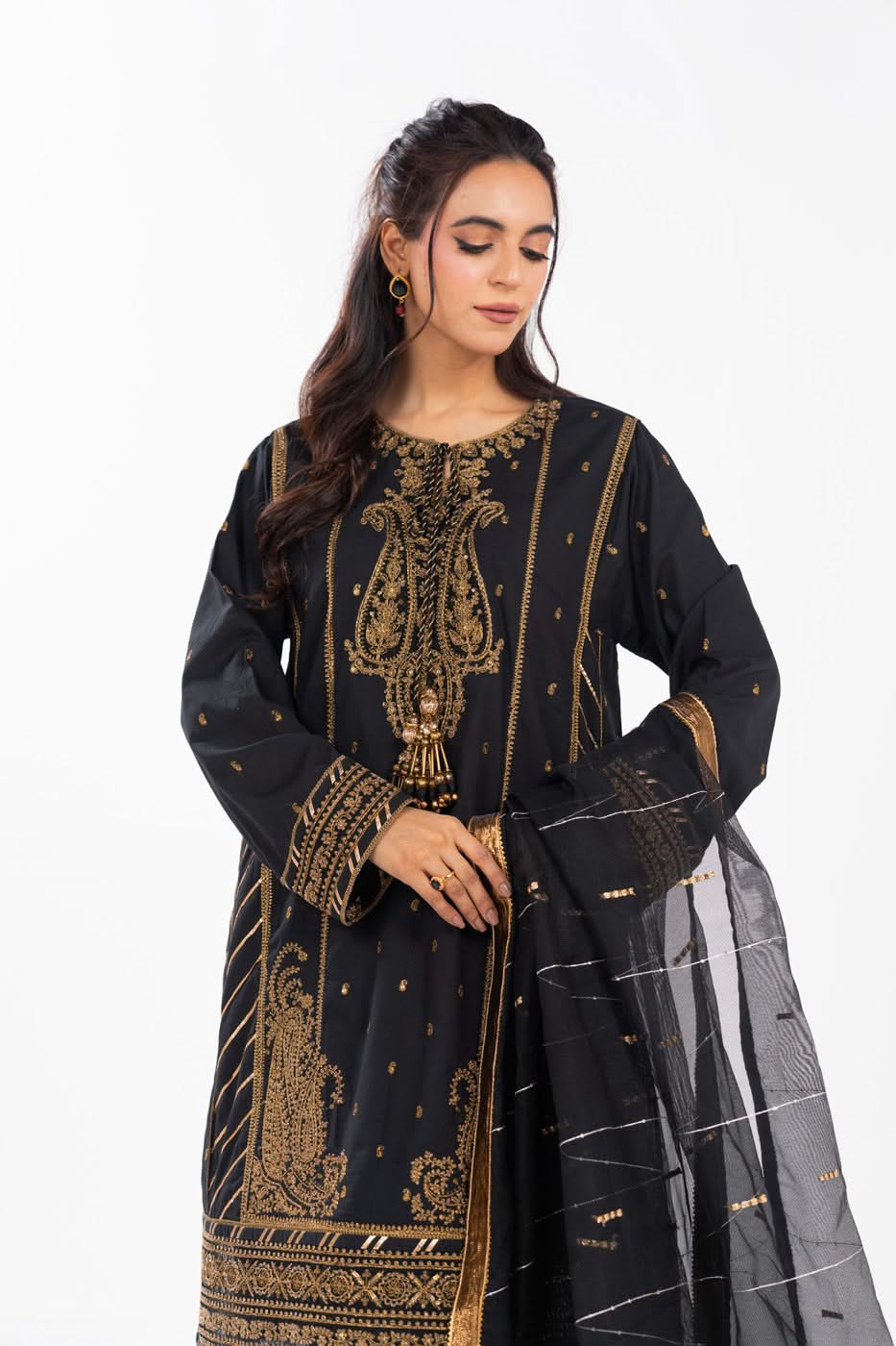 AlKaram | Festive Summer 25 | FC-1A-25-Black by Alkaram - Designer Dress - Type: Ladies Clothes - Available at Libayah - 100% Original