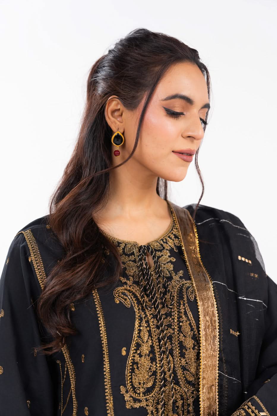 AlKaram | Festive Summer 25 | FC-1A-25-Black by Alkaram - Designer Dress - Type: Ladies Clothes - Available at Libayah - 100% Original