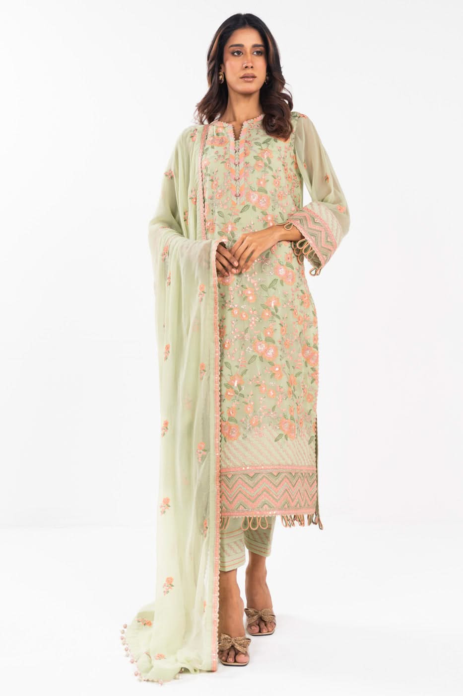 AlKaram | Festive Summer 25 | FC-22I-25-Pistachio by Alkaram - Designer Dress - Type: Ladies Clothes - Available at Libayah - 100% Original