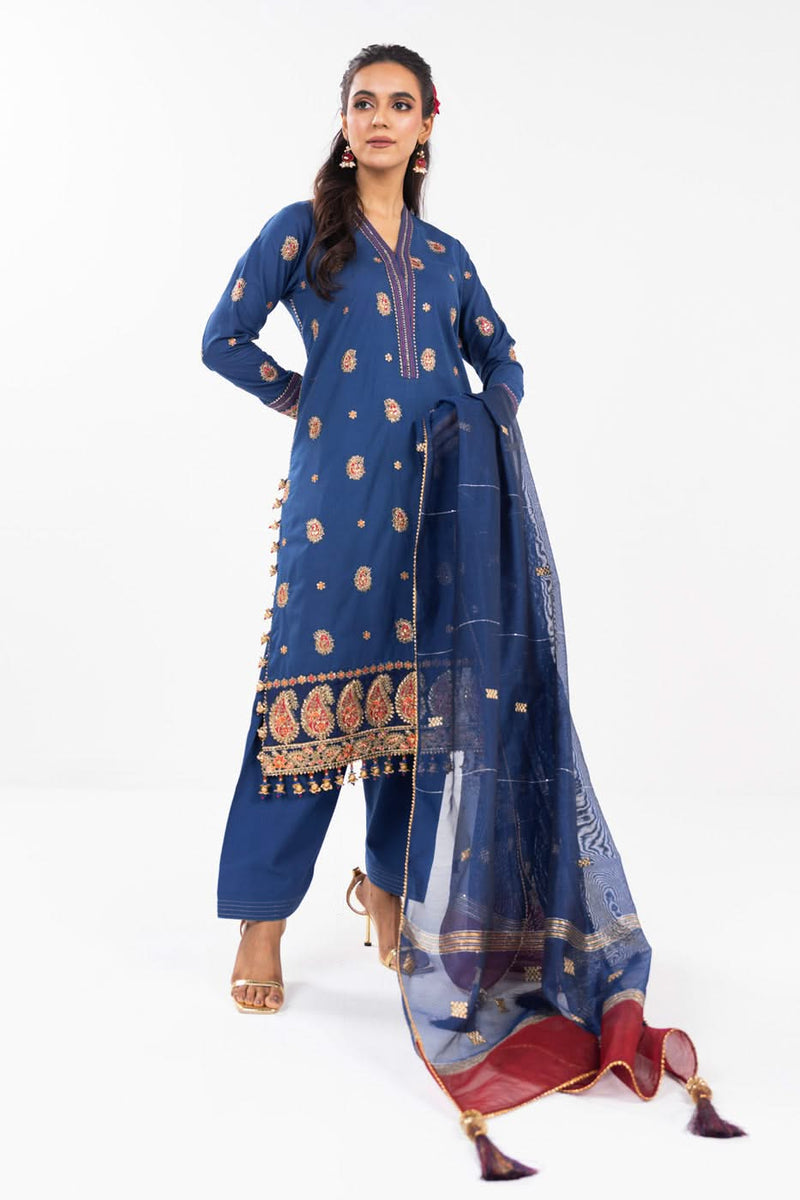 AlKaram | Festive Summer 25 | FC-2A-25-Dark Blue by Alkaram - Designer Dress - Type: Ladies Clothes - Available at Libayah - 100% Original