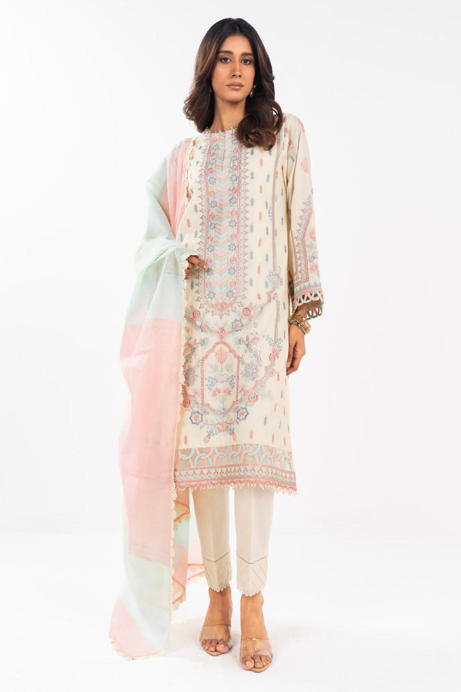 AlKaram | Festive Summer 25 | FC-3A-25-Cream by Alkaram - Designer Dress - Type: Ladies Clothes - Available at Libayah - 100% Original