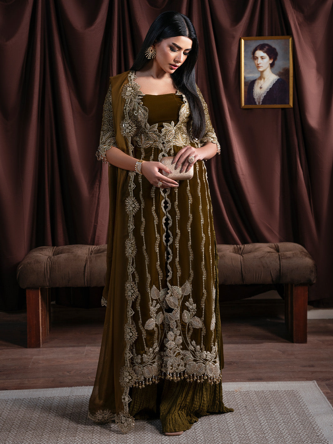 EVANIA – authentic Pakistani formal dress from the Faiza Faisal Solene Luxury Velvets collection for women in the UK