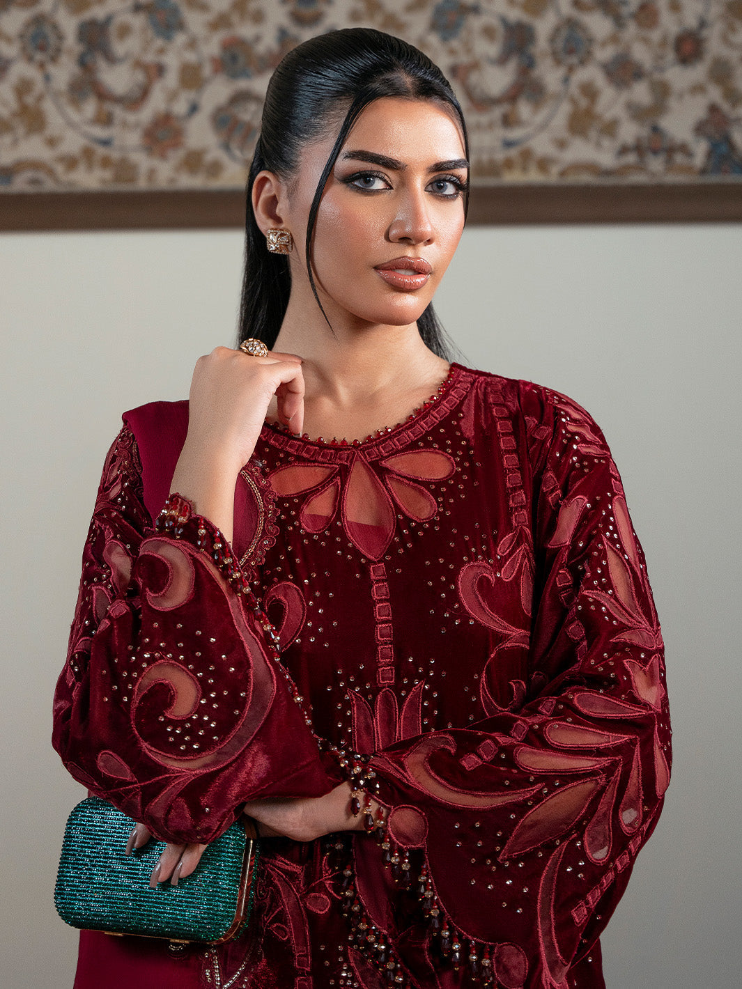 Faiza Faisal | Solene Luxury Velvets | ROUGE by Faiza Faisal - Designer Dress  - Type : Ladies Clothes - Available at Libayah - 100% Original 