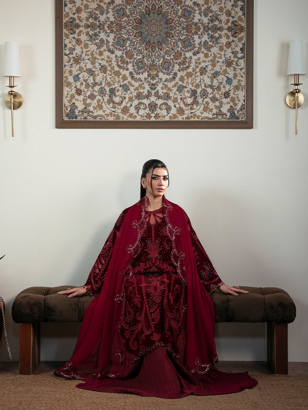 Faiza Faisal | Solene Luxury Velvets | ROUGE by Faiza Faisal - Designer Dress  - Type : Ladies Clothes - Available at Libayah - 100% Original 