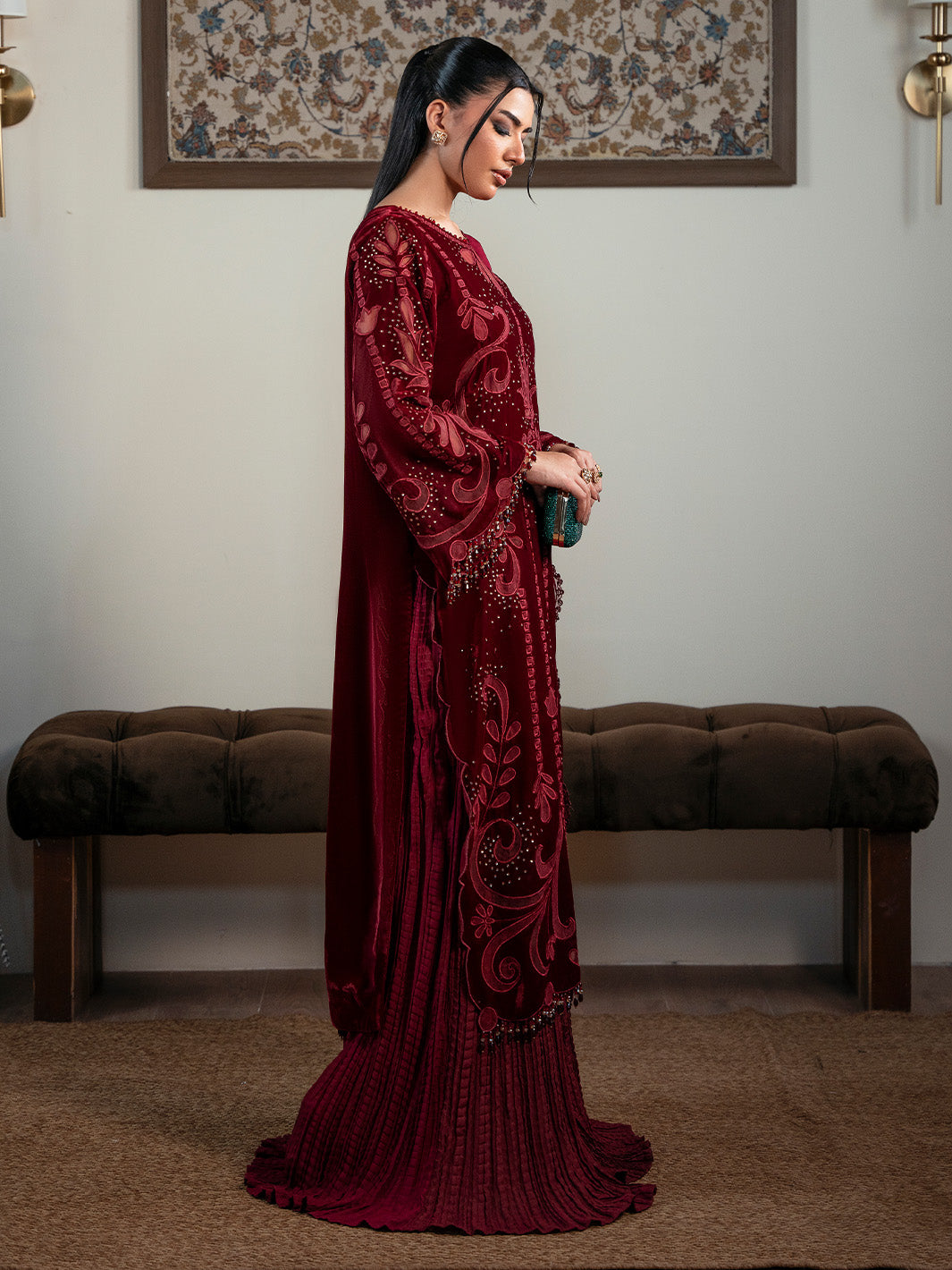 Faiza Faisal | Solene Luxury Velvets | ROUGE by Faiza Faisal - Designer Dress  - Type : Ladies Clothes - Available at Libayah - 100% Original 