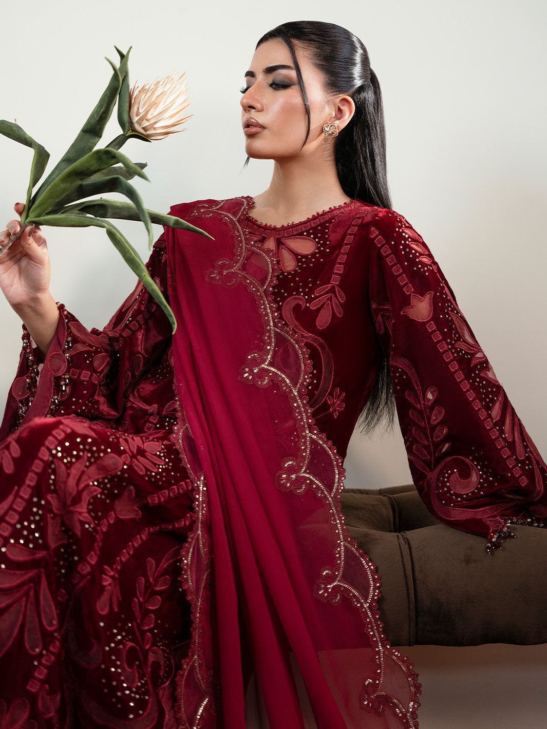 Faiza Faisal | Solene Luxury Velvets | ROUGE by Faiza Faisal - Designer Dress  - Type : Ladies Clothes - Available at Libayah - 100% Original 