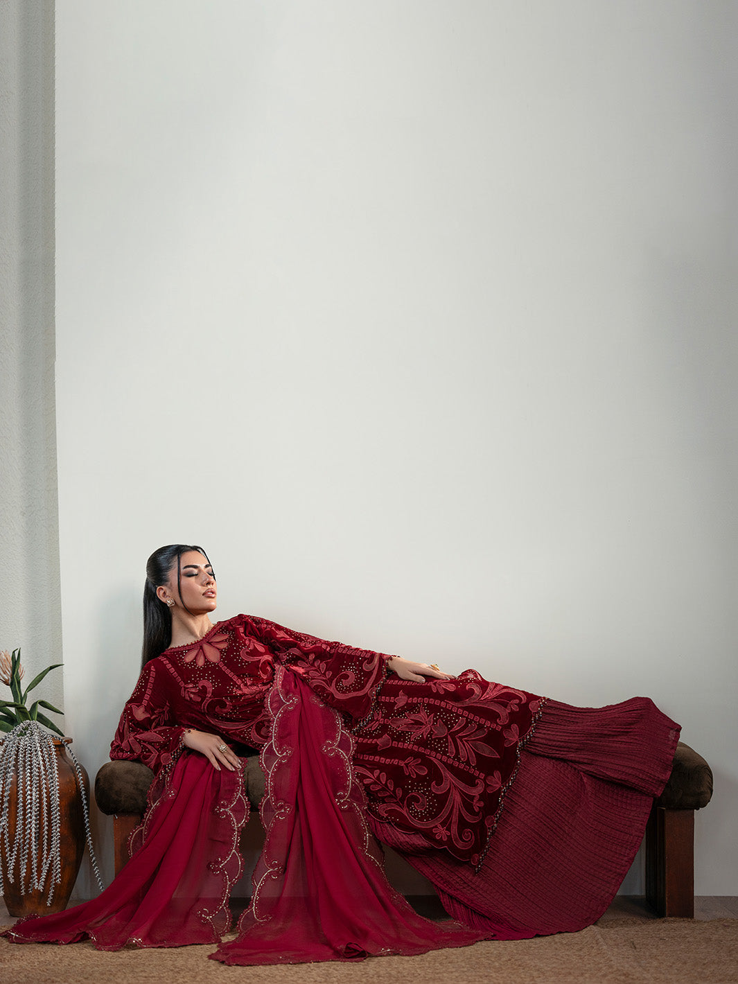 Faiza Faisal | Solene Luxury Velvets | ROUGE by Faiza Faisal - Designer Dress  - Type : Ladies Clothes - Available at Libayah - 100% Original 