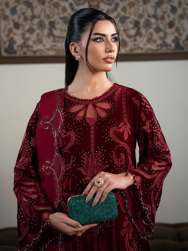 Faiza Faisal | Solene Luxury Velvets | ROUGE by Faiza Faisal - Designer Dress  - Type : Ladies Clothes - Available at Libayah - 100% Original 