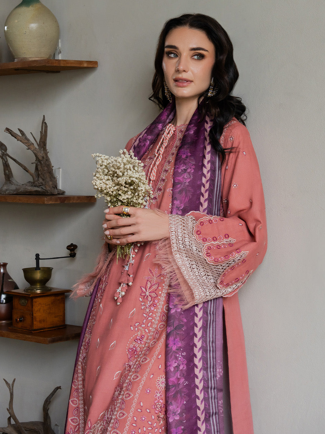 Faiza Faisal | Dastaan Khaddar 25 | ROSEATE by Faiza Faisal - Designer Dress  - Type : Ladies Clothes - Available at Libayah - 100% Original 