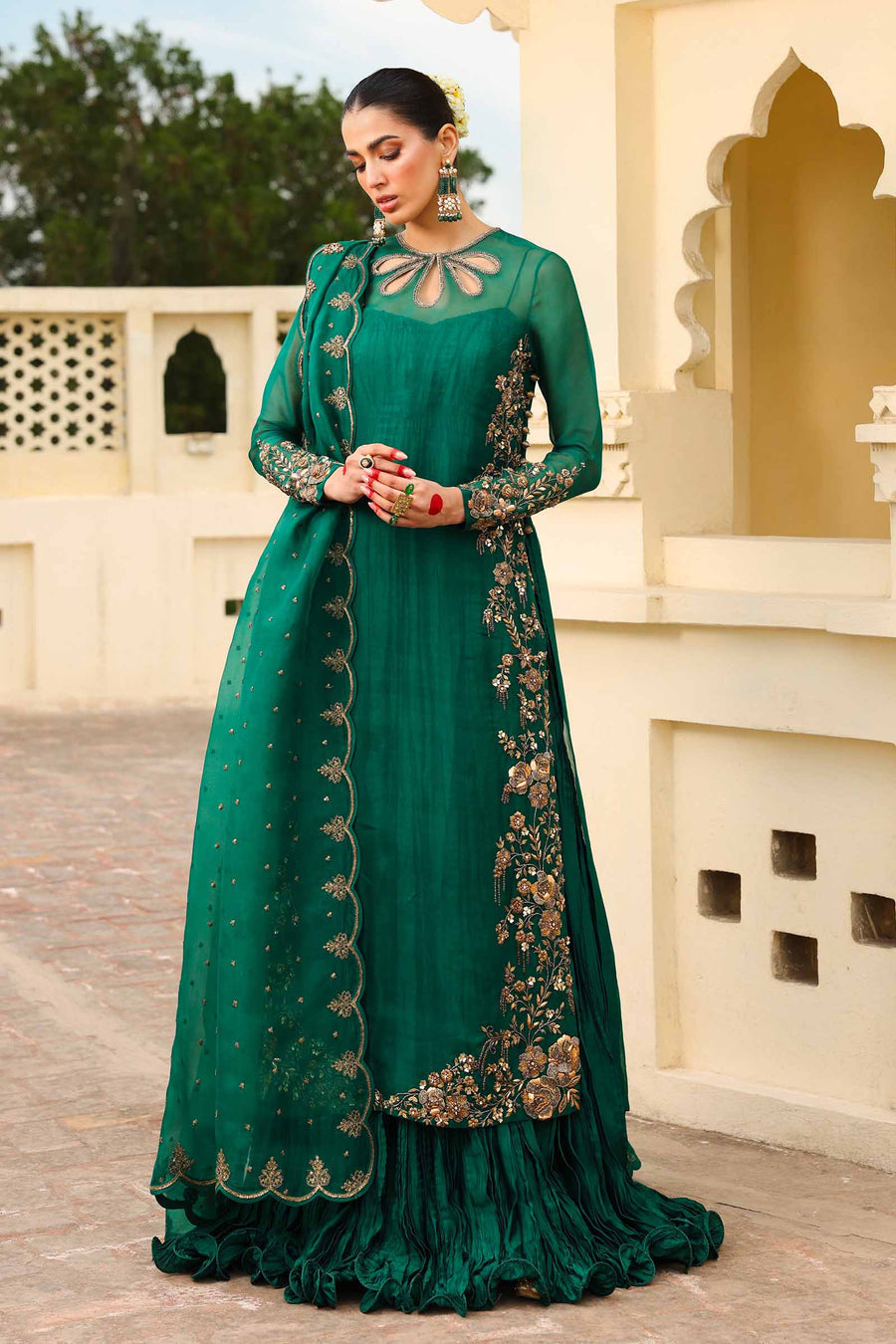 Maria B | Bridal Formals | Zamrood Ara by Maria B - Designer Dress - Type: Ladies Clothes - Available at Libayah - 100% Original