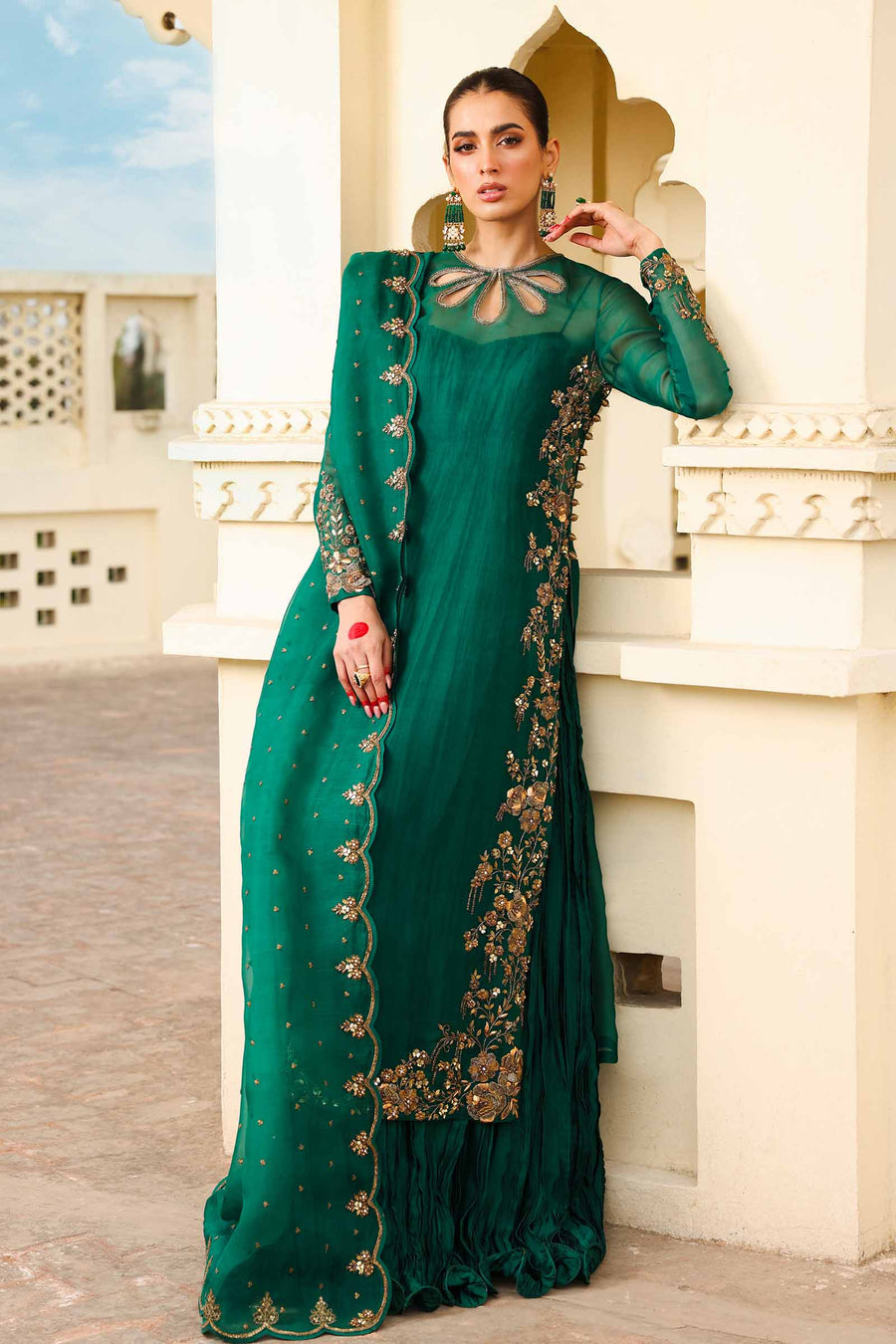 Maria B | Bridal Formals | Zamrood Ara by Maria B - Designer Dress - Type: Ladies Clothes - Available at Libayah - 100% Original