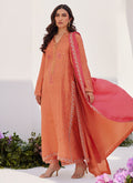 Farah Talib Aziz | Zaza Luxe Pret 24 | ELYNA CORAL EMBROIDERED RAW SILK SHIRT AND DUPATTA by Farah Talib Aziz - Designer Dress - Type: Ladies Clothes - Available at Libayah - 100% Original