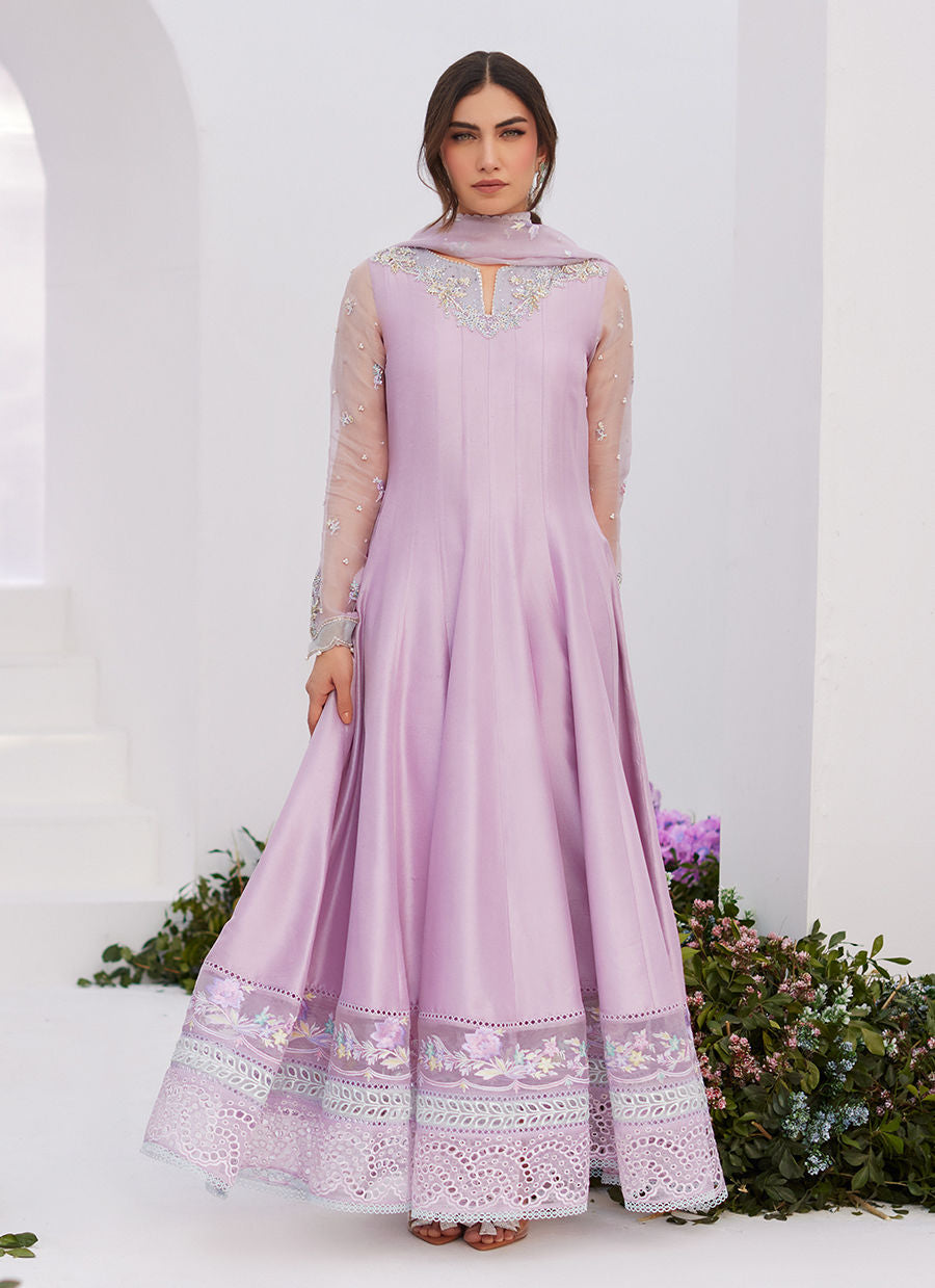 Farah Talib Aziz | Zaza Luxe Pret 24 | MANON LILAC EMBELLISHED RAW SILK KALIDAAR by Farah Talib Aziz - Designer Dress - Type: Ladies Clothes - Available at Libayah - 100% Original