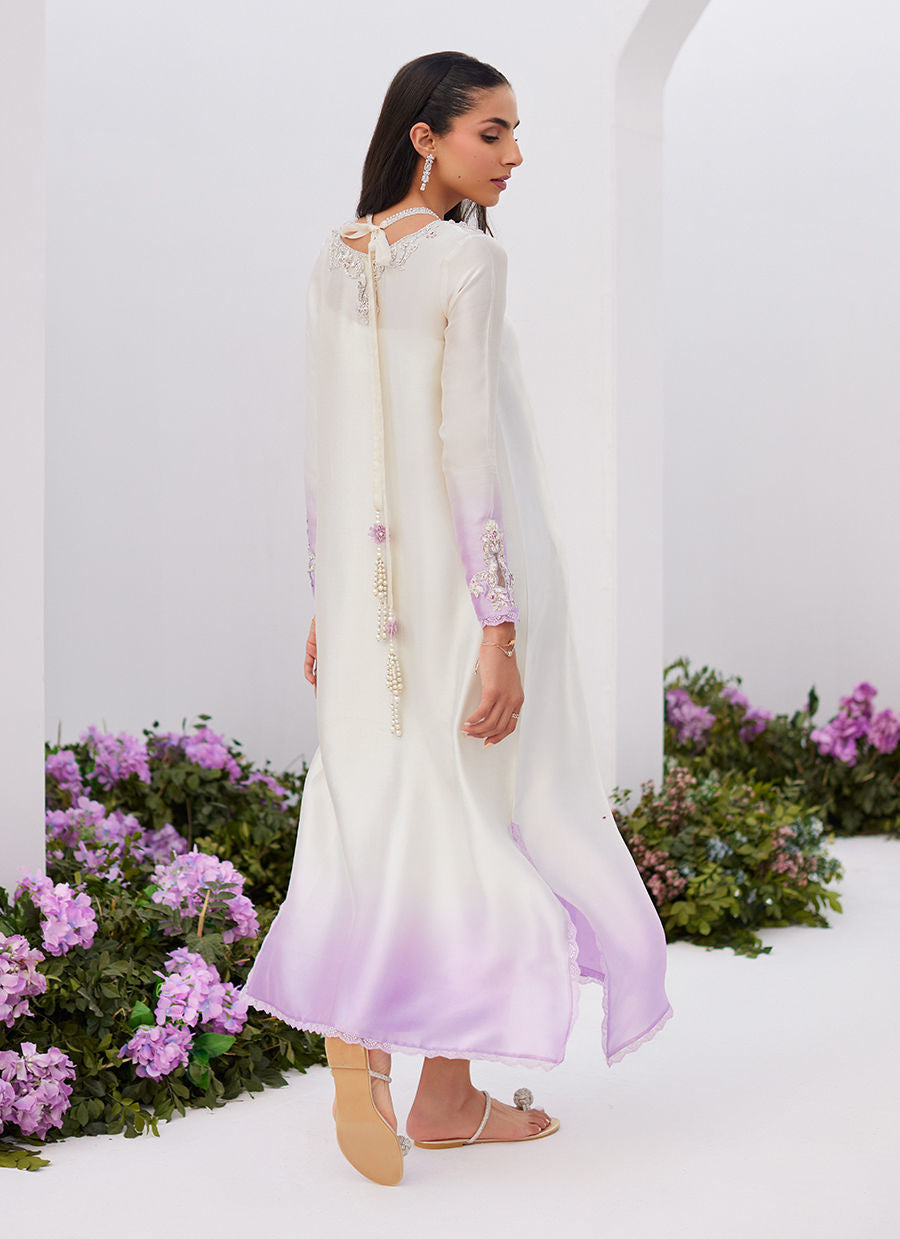 Farah Talib Aziz | Zaza Luxe Pret 24 | LYA IVORY EMBELLISHED RAW SILK SHIRT AND DUPATTA by Farah Talib Aziz - Designer Dress - Type: Ladies Clothes - Available at Libayah - 100% Original