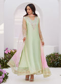 Farah Talib Aziz | Zaza Luxe Pret 24 | COLLETTE MINT OMBRE EMBELLISHED COLUMN SHIRT WITH KALIDAAR WITH EMBROIDERED SLIP by Farah Talib Aziz - Designer Dress - Type: Ladies Clothes - Available at Libayah - 100% Original