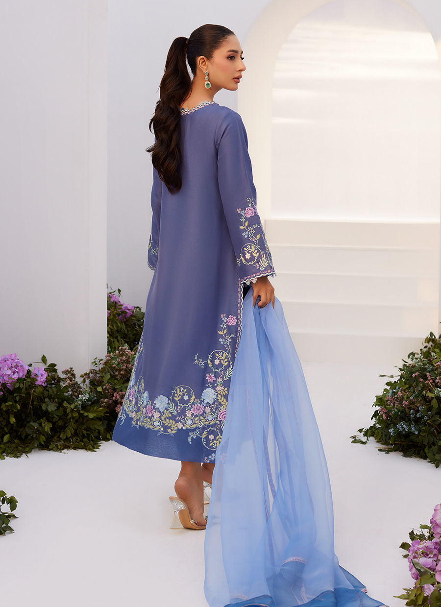 Farah Talib Aziz | Zaza Luxe Pret 24 | ALO BLUE EMBROIDERED SHIRT AND DUPATTA by Farah Talib Aziz - Designer Dress - Type: Ladies Clothes - Available at Libayah - 100% Original