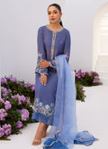 Farah Talib Aziz | Zaza Luxe Pret 24 | ALO BLUE EMBROIDERED SHIRT AND DUPATTA by Farah Talib Aziz - Designer Dress - Type: Ladies Clothes - Available at Libayah - 100% Original