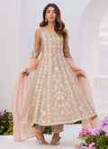 Farah Talib Aziz | Zaza Luxe Pret 24 | CHARLENE SAND EMBROIDERED KALIDAAR WITH DUPATTA by Farah Talib Aziz - Designer Dress - Type: Ladies Clothes - Available at Libayah - 100% Original
