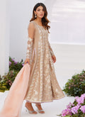 Farah Talib Aziz | Zaza Luxe Pret 24 | CHARLENE SAND EMBROIDERED KALIDAAR WITH DUPATTA by Farah Talib Aziz - Designer Dress - Type: Ladies Clothes - Available at Libayah - 100% Original