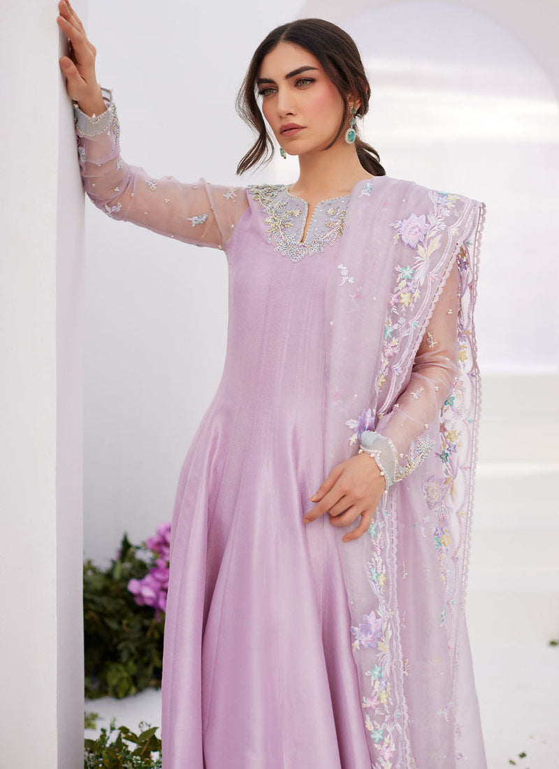 Farah Talib Aziz | Zaza Luxe Pret 24 | MANON LILAC EMBELLISHED RAW SILK KALIDAAR by Farah Talib Aziz - Designer Dress - Type: Ladies Clothes - Available at Libayah - 100% Original