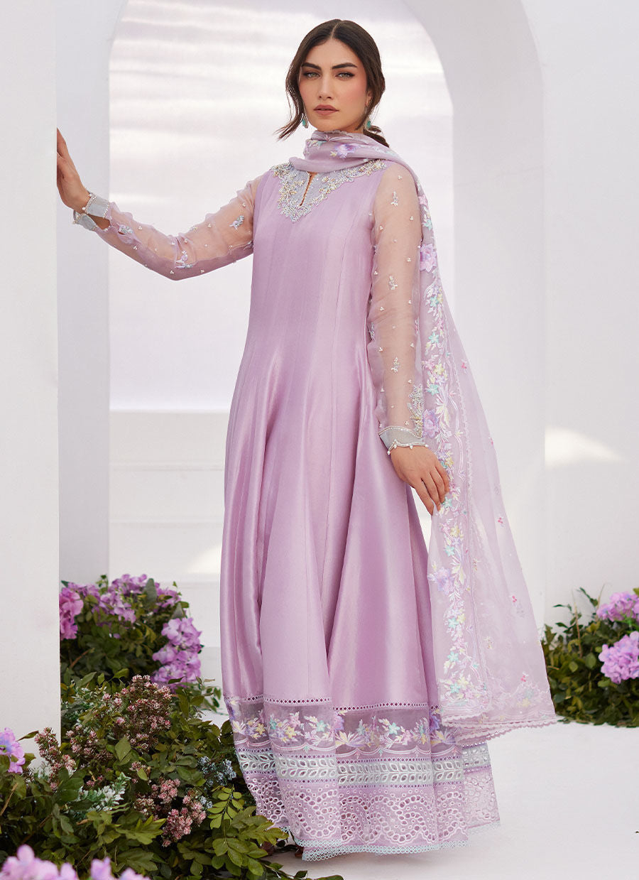 Farah Talib Aziz | Zaza Luxe Pret 24 | MANON LILAC EMBELLISHED RAW SILK KALIDAAR by Farah Talib Aziz - Designer Dress - Type: Ladies Clothes - Available at Libayah - 100% Original