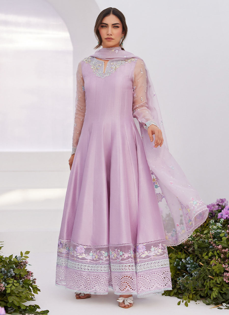 Farah Talib Aziz | Zaza Luxe Pret 24 | MANON LILAC EMBELLISHED RAW SILK KALIDAAR by Farah Talib Aziz - Designer Dress - Type: Ladies Clothes - Available at Libayah - 100% Original