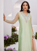 Farah Talib Aziz | Zaza Luxe Pret 24 | COLLETTE MINT OMBRE EMBELLISHED COLUMN SHIRT WITH KALIDAAR WITH EMBROIDERED SLIP by Farah Talib Aziz - Designer Dress - Type: Ladies Clothes - Available at Libayah - 100% Original