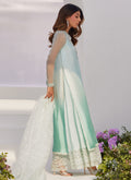 Farah Talib Aziz | Zaza Luxe Pret 24 | SOLENE AQUA OMBRE EMBELLISHED COLUMN SHIRT WITH EMBROIDERED KALIDAAR SLIP by Farah Talib Aziz - Designer Dress - Type: Ladies Clothes - Available at Libayah - 100% Original