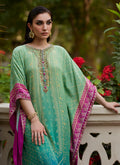 Farah Talib Aziz | Mayna Festive Prints 24 | Persia Teal Ombre Kaftan by Farah Talib Aziz - Designer Dress - Type: Ladies Clothes - Available at Libayah - 100% Original