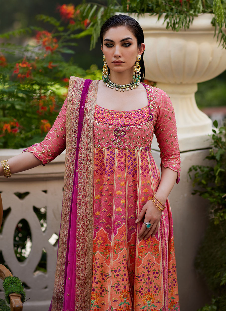 Farah Talib Aziz | Mayna Festive Prints 24 | Noorie Kalidaar And Dupatta by Farah Talib Aziz - Designer Dress - Type: Ladies Clothes - Available at Libayah - 100% Original
