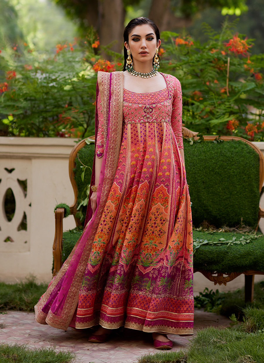 Farah Talib Aziz | Mayna Festive Prints 24 | Noorie Kalidaar And Dupatta by Farah Talib Aziz - Designer Dress - Type: Ladies Clothes - Available at Libayah - 100% Original