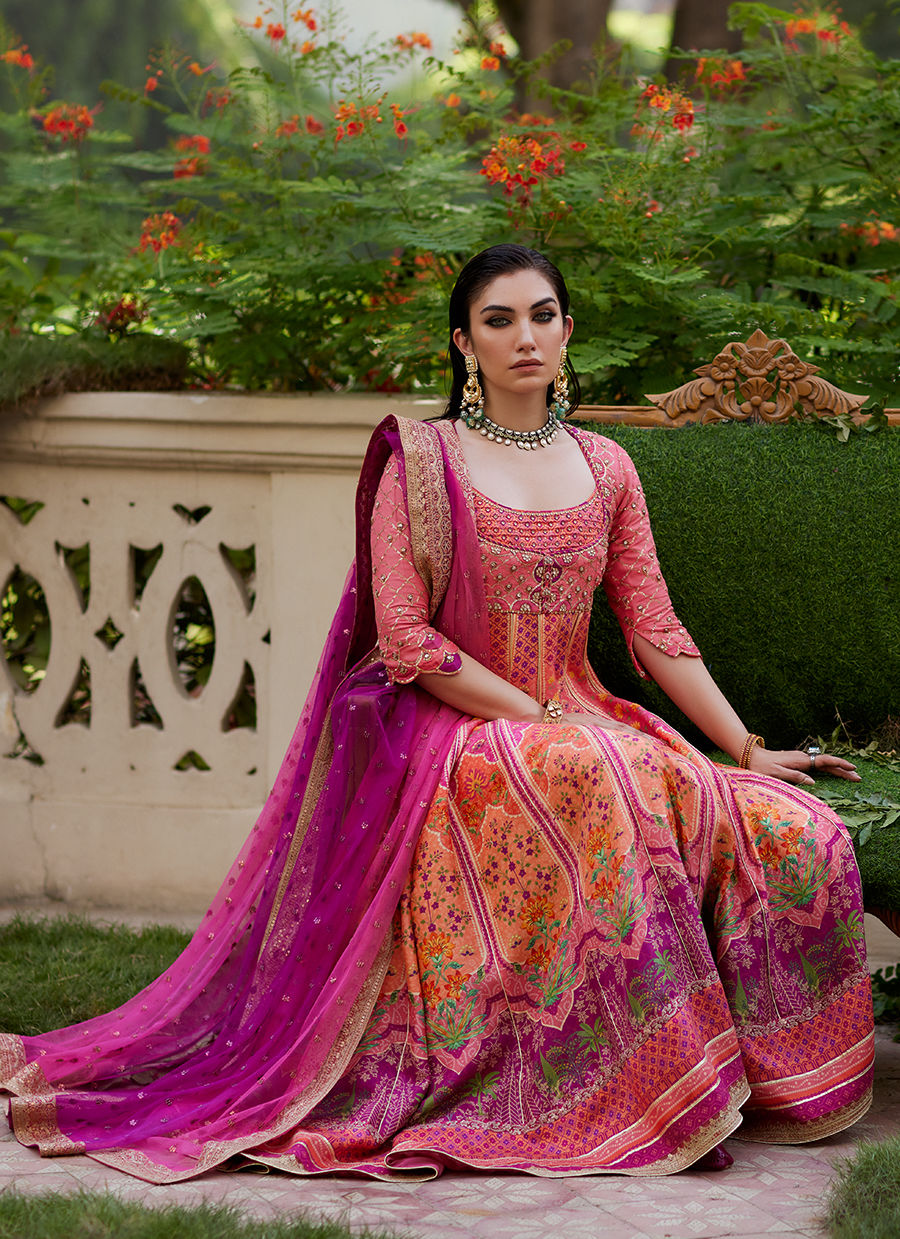 Farah Talib Aziz | Mayna Festive Prints 24 | Noorie Kalidaar And Dupatta by Farah Talib Aziz - Designer Dress - Type: Ladies Clothes - Available at Libayah - 100% Original