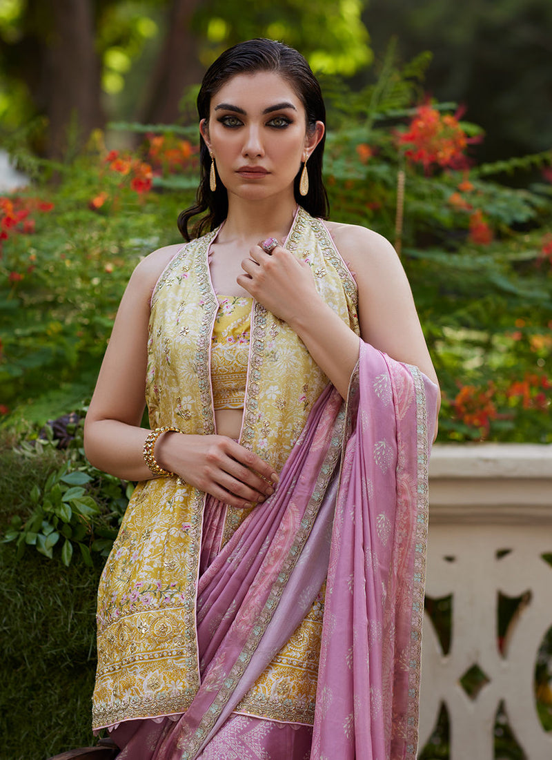 Farah Talib Aziz | Mayna Festive Prints 24 | Iqala Saree, Blouse And Jacket by Farah Talib Aziz - Designer Dress - Type: Ladies Clothes - Available at Libayah - 100% Original