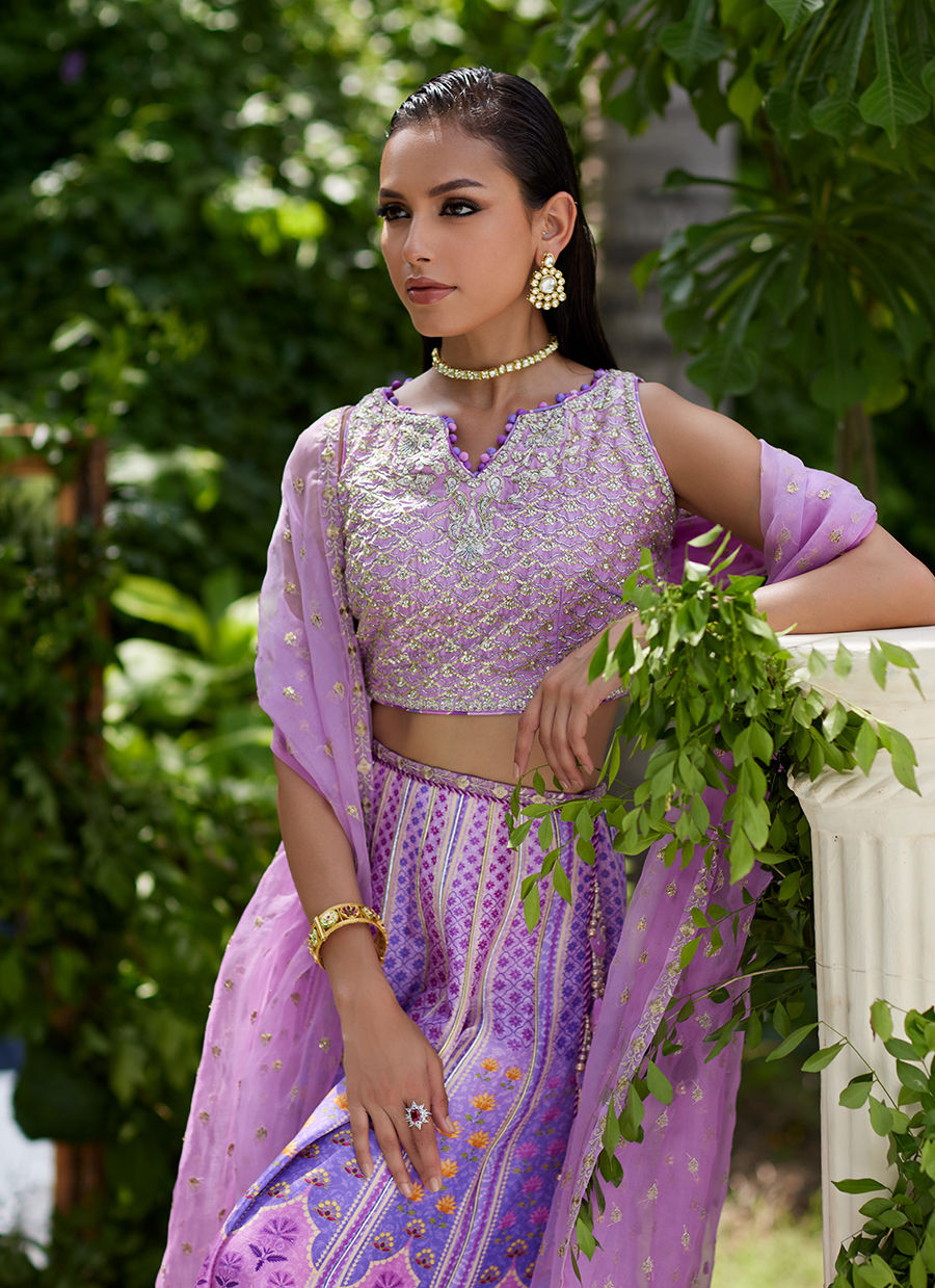 Farah Talib Aziz | Mayna Festive Prints 24 | Ferazia Embellished Lehenga Choli by Farah Talib Aziz - Designer Dress - Type: Ladies Clothes - Available at Libayah - 100% Original