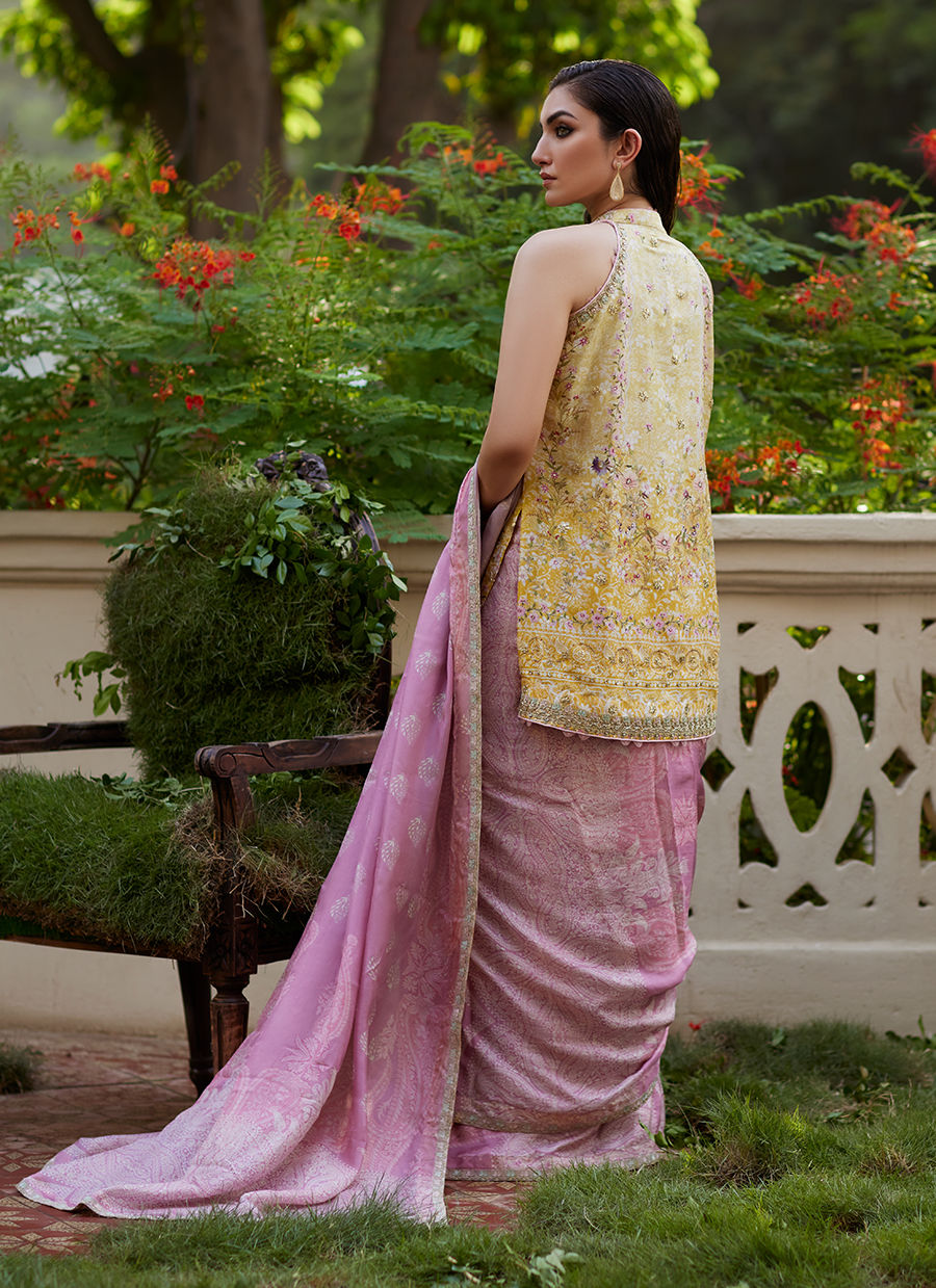 Farah Talib Aziz | Mayna Festive Prints 24 | Iqala Saree, Blouse And Jacket by Farah Talib Aziz - Designer Dress - Type: Ladies Clothes - Available at Libayah - 100% Original