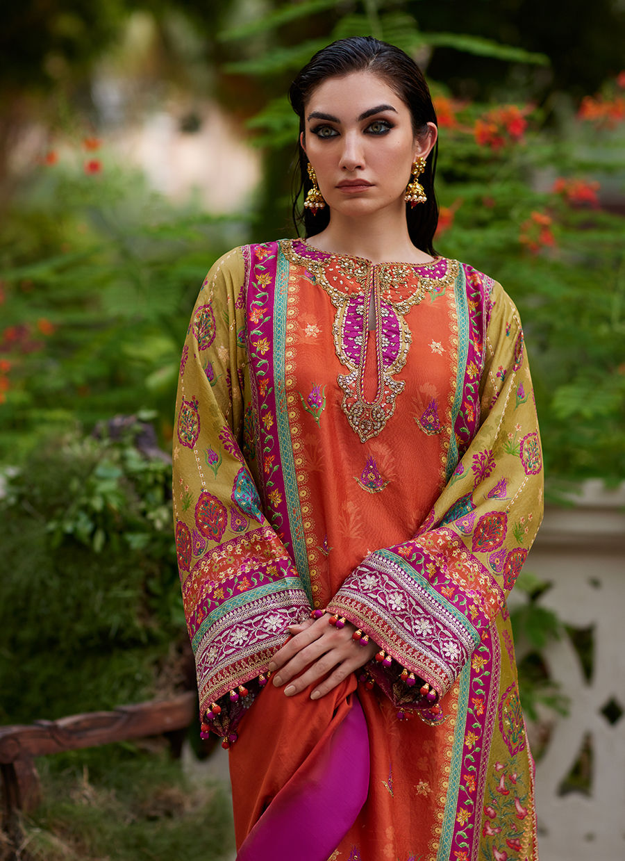 Farah Talib Aziz | Mayna Festive Prints 24 | Aifa Shirt And Dupatta by Farah Talib Aziz - Designer Dress - Type: Ladies Clothes - Available at Libayah - 100% Original