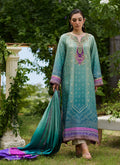 Farah Talib Aziz | Mayna Festive Prints 24 | Leisha Teal Ombre Shirt And Dupatta by Farah Talib Aziz - Designer Dress - Type: Ladies Clothes - Available at Libayah - 100% Original