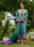 Farah Talib Aziz | Mayna Festive Prints 24 | Leisha Teal Ombre Shirt And Dupatta by Farah Talib Aziz - Designer Dress - Type: Ladies Clothes - Available at Libayah - 100% Original