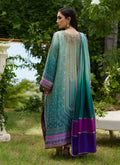 Farah Talib Aziz | Mayna Festive Prints 24 | Leisha Teal Ombre Shirt And Dupatta by Farah Talib Aziz - Designer Dress - Type: Ladies Clothes - Available at Libayah - 100% Original