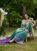 Farah Talib Aziz | Mayna Festive Prints 24 | Leisha Teal Ombre Shirt And Dupatta by Farah Talib Aziz - Designer Dress - Type: Ladies Clothes - Available at Libayah - 100% Original