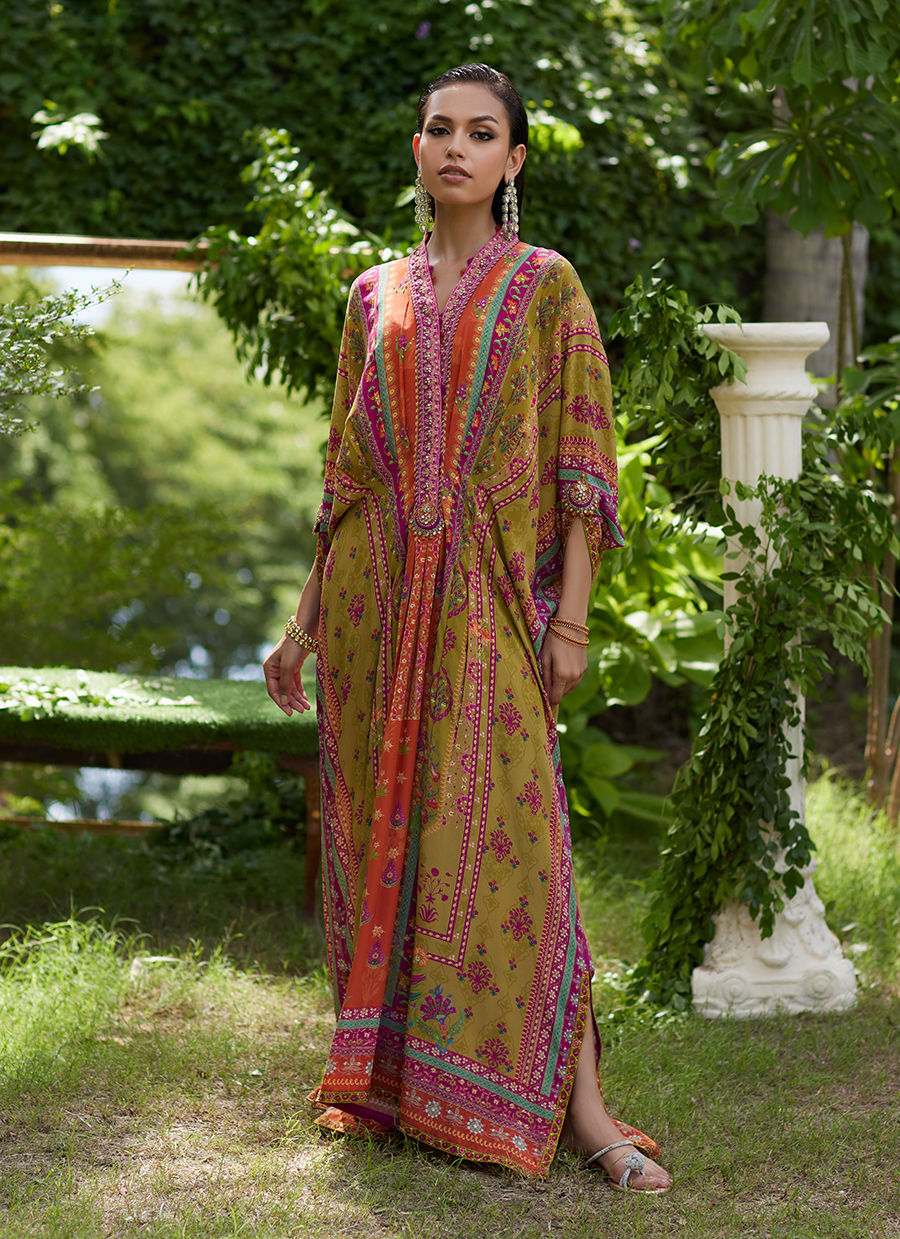 Farah Talib Aziz | Mayna Festive Prints 24 | Qailah Kaftan by Farah Talib Aziz - Designer Dress - Type: Ladies Clothes - Available at Libayah - 100% Original