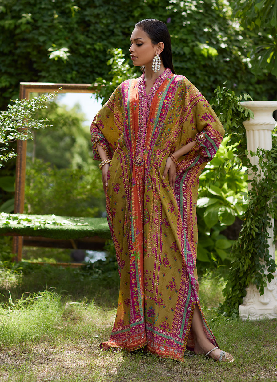 Farah Talib Aziz | Mayna Festive Prints 24 | Qailah Kaftan by Farah Talib Aziz - Designer Dress - Type: Ladies Clothes - Available at Libayah - 100% Original