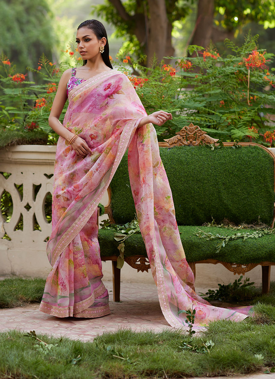 Farah Talib Aziz | Mayna Festive Prints 24 | Marzeia Saree by Farah Talib Aziz - Designer Dress - Type: Ladies Clothes - Available at Libayah - 100% Original