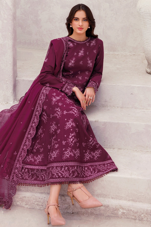Farasha | Bahaar Embroidered Lawn | Regal Plum by Farasha - Designer Dress - Type: Ladies Clothes - Available at Libayah - 100% Original
