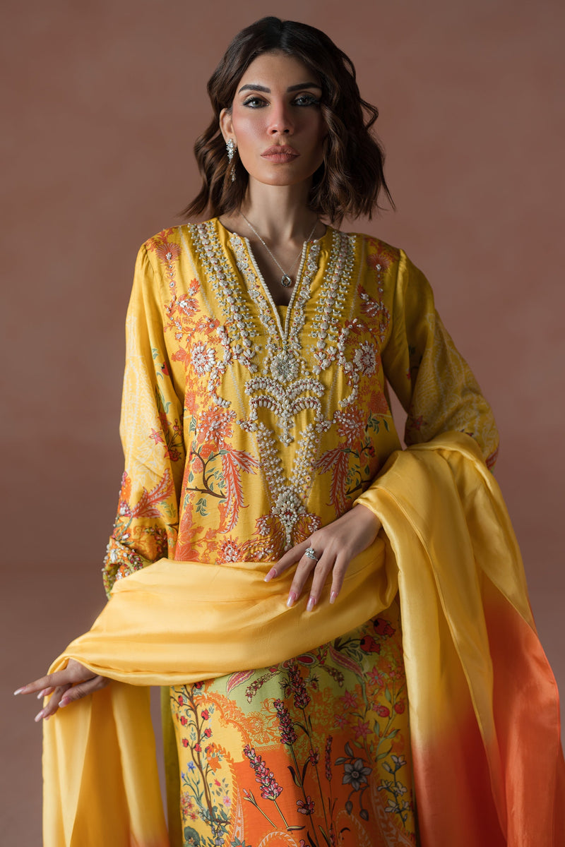 Ammara Khan | Flo 25 |Mango Slush Long Shirt Set (D-04) by Ammara Khan - Designer Dress - Type: Ladies Clothes - Available at Libayah - 100% Original