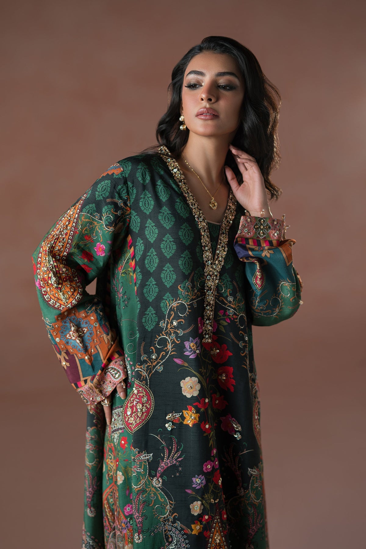 Ammara Khan | Flo 25 | Forest Floral Tassel Kaftan Set (D-06) by Ammara Khan - Designer Dress - Type: Ladies Clothes - Available at Libayah - 100% Original